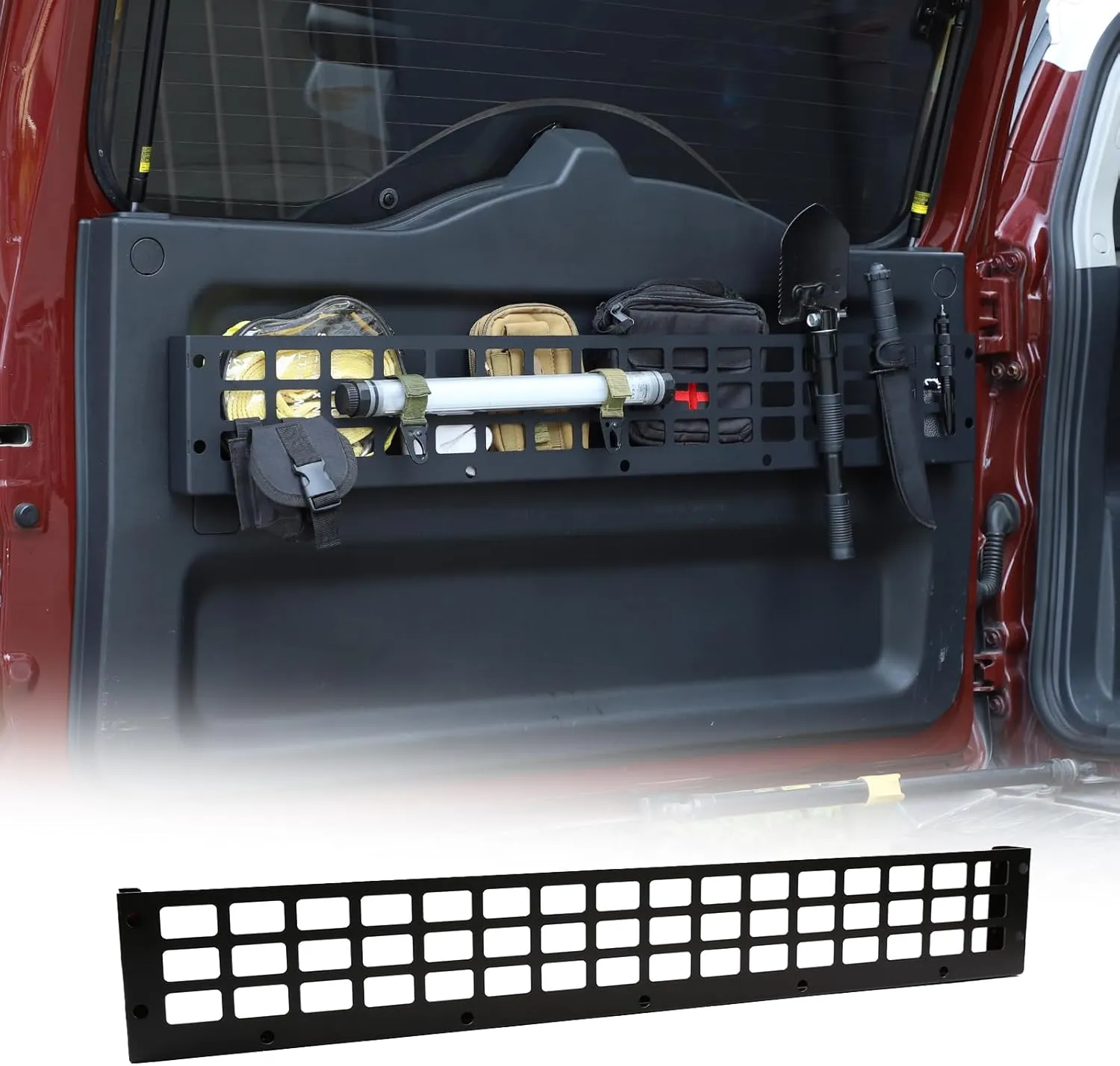 Suitable for Toyot@ FJ Cruiser 2007-2021 Car Trunk Holder, Back Door Panel Hanging Organizer Holder Increase Extra Storage Space, Black