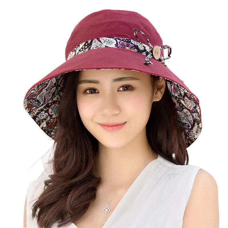Summer Hat Travel Cap Folding Wide Brim Floppy Caps Beach Sun Hats Women Au