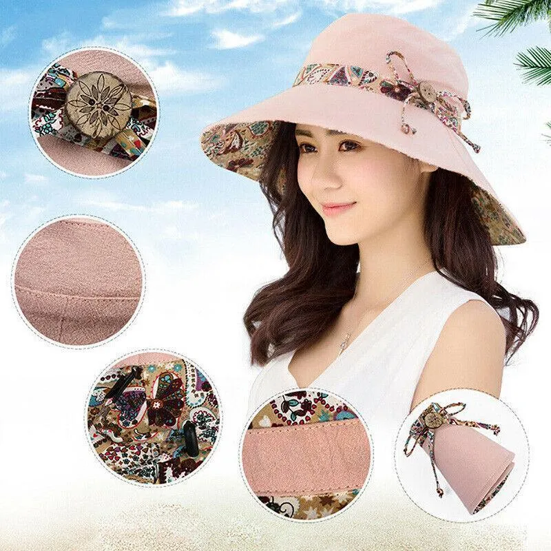 Summer Hat Travel Cap Folding Wide Brim Floppy Caps Beach Sun Hats Women Au