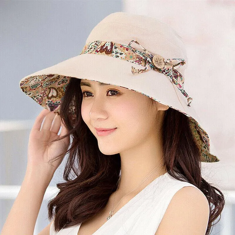 Summer Hat Travel Cap Folding Wide Brim Floppy Caps Beach Sun Hats Women Au