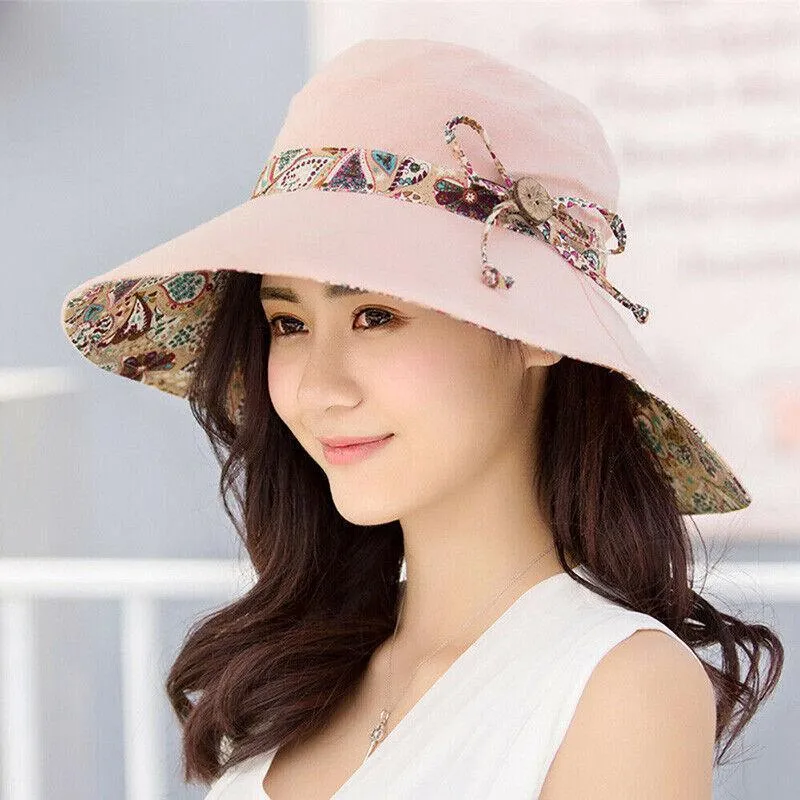 Summer Hat Travel Cap Folding Wide Brim Floppy Caps Beach Sun Hats Women Au
