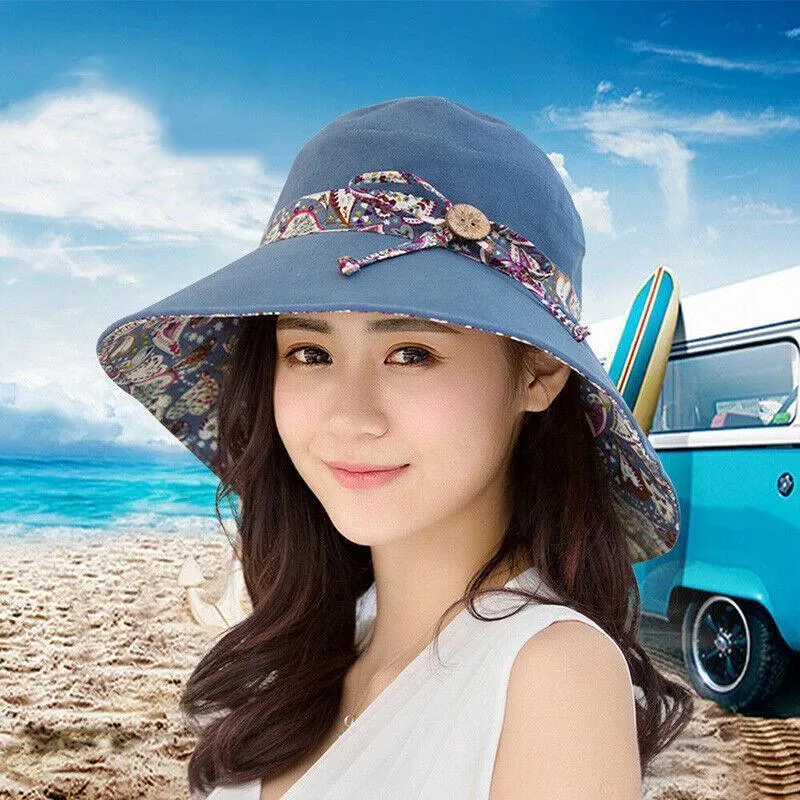Summer Hat Travel Cap Folding Wide Brim Floppy Caps Beach Sun Hats Women Au