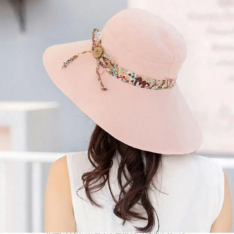 Summer Hat Travel Cap Folding Wide Brim Floppy Caps Beach Sun Hats Women Au