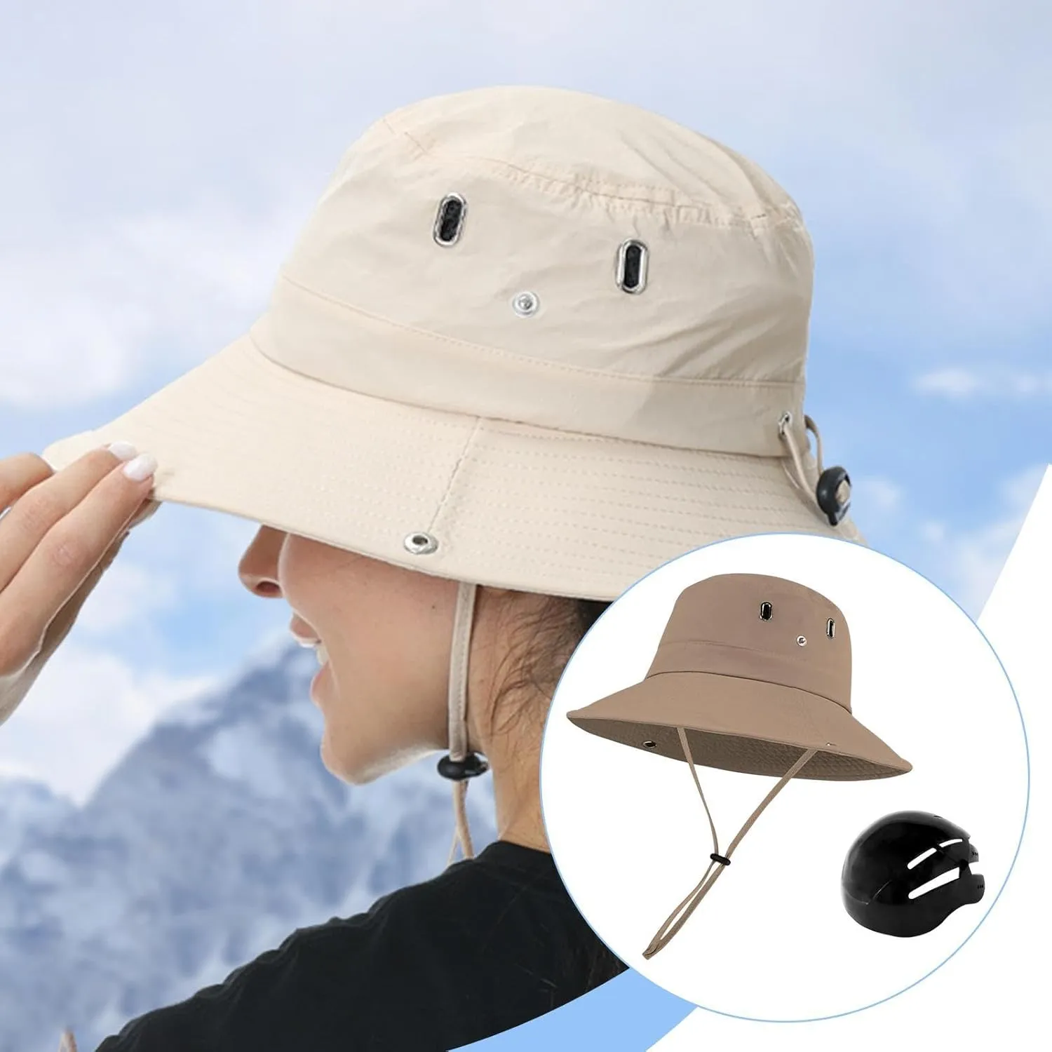 Sun Bucket Hat Fishing Hat Portable Sun Protection with Inner Hard Shell Wide Brim for Gardening Climbing Hiking Sports Beach
