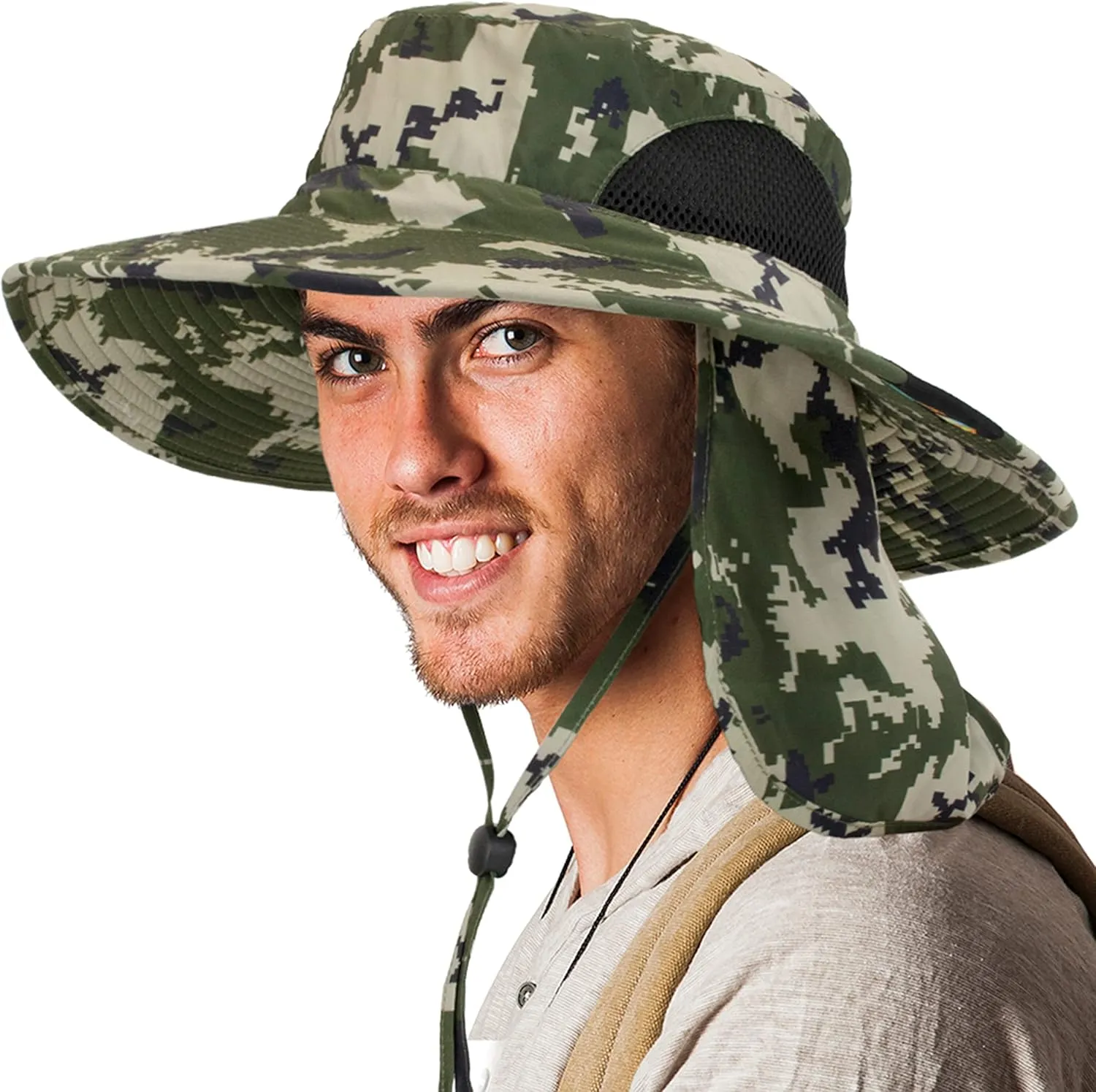 SUN CUBE Wide Brim Sun Hat Men Women, Fishing Hats Sun UV Protection, Mens Hiking Bucket Hat Safari Beach Boonie, UPF 50 
