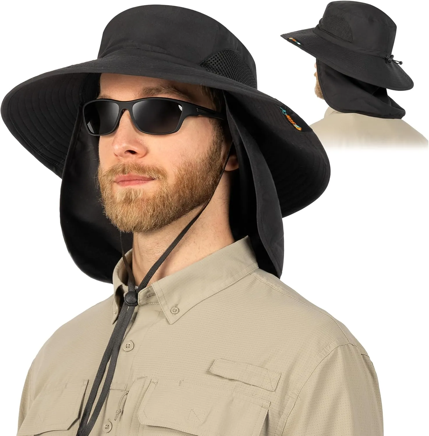 SUN CUBE Wide Brim Sun Hat Men Women, Fishing Hats Sun UV Protection, Mens Hiking Bucket Hat Safari Beach Boonie, UPF 50 