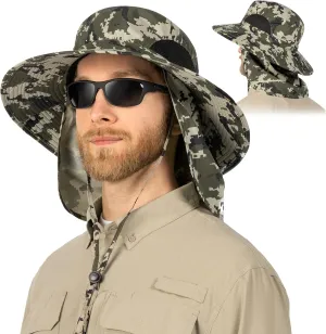 SUN CUBE Wide Brim Sun Hat Men Women, Fishing Hats Sun UV Protection, Mens Hiking Bucket Hat Safari Beach Boonie, UPF 50 
