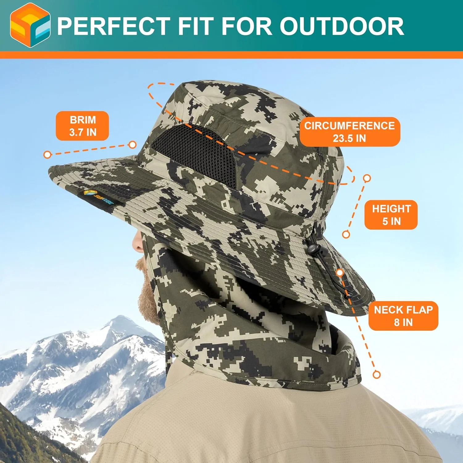 SUN CUBE Wide Brim Sun Hat Men Women, Fishing Hats Sun UV Protection, Mens Hiking Bucket Hat Safari Beach Boonie, UPF 50 