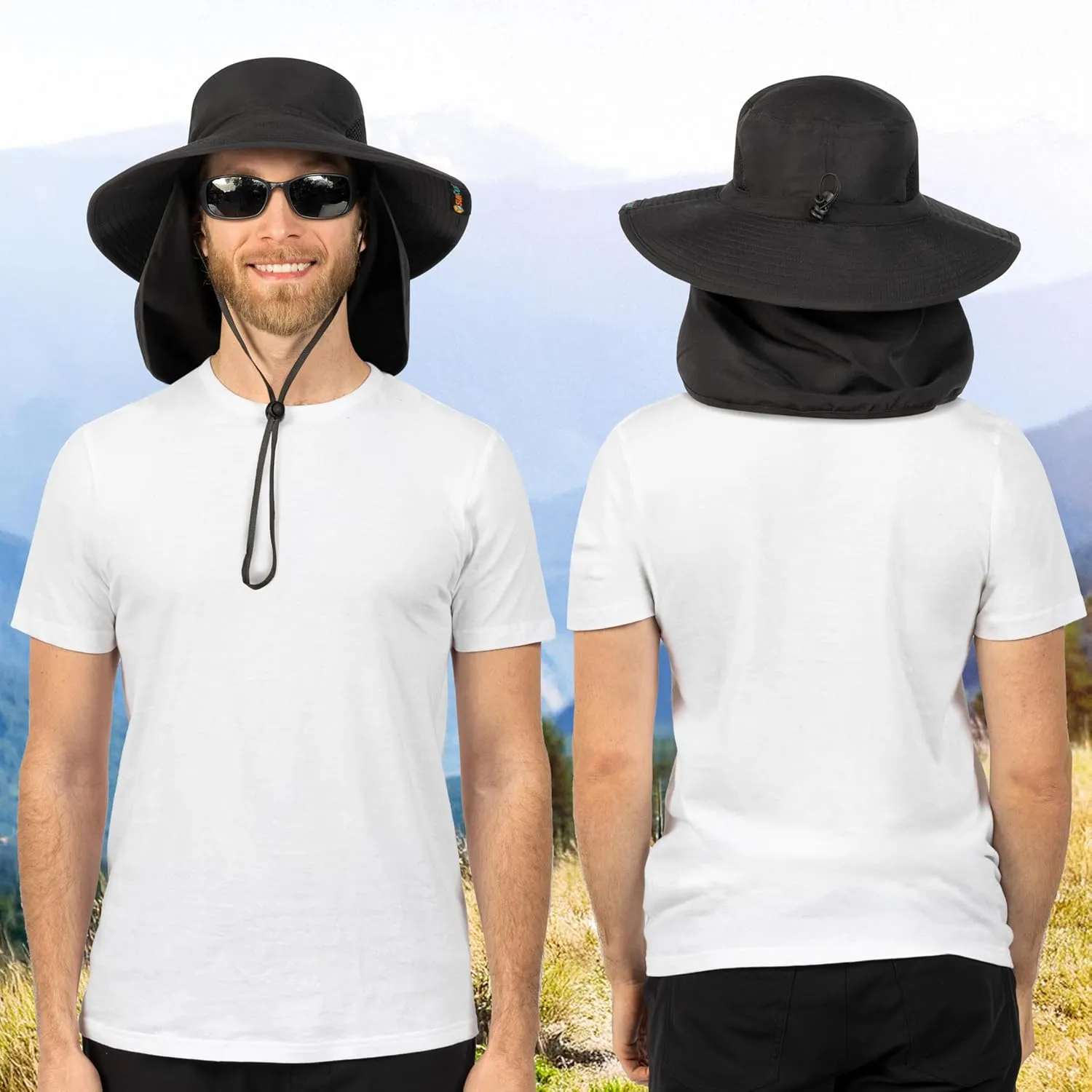 SUN CUBE Wide Brim Sun Hat Men Women, Fishing Hats Sun UV Protection, Mens Hiking Bucket Hat Safari Beach Boonie, UPF 50 