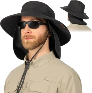SUN CUBE Wide Brim Sun Hat Men Women, Fishing Hats Sun UV Protection, Mens Hiking Bucket Hat Safari Beach Boonie, UPF 50 