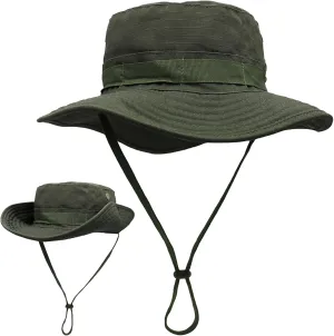 Sun Hat for Men Wide Brim UV Protection Foldable Fishing Hats with Chin Strap for Travel Camping Hiking Safari Cap