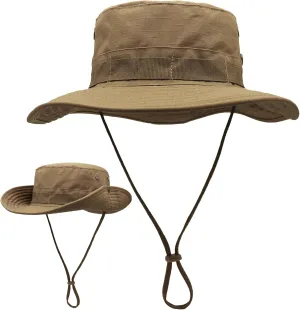 Sun Hat for Men Wide Brim UV Protection Foldable Fishing Hats with Chin Strap for Travel Camping Hiking Safari Cap