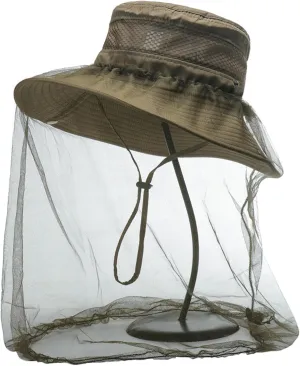 Sun Hat for Men Women Midge Net with Removable Netting Bucket Hat Mosquito Hat for Beekeeper Hiking Fishing Camping