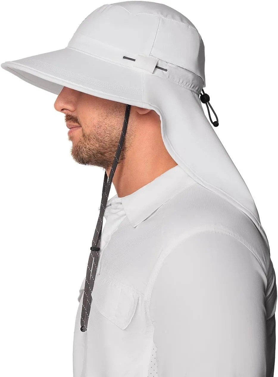 Sun Hat with Fold-Away Neck Drape & Clip-On Face Mask- UPF50  Sun Protection - Ideal for Fishing - Stevie - Unisex (One Size)