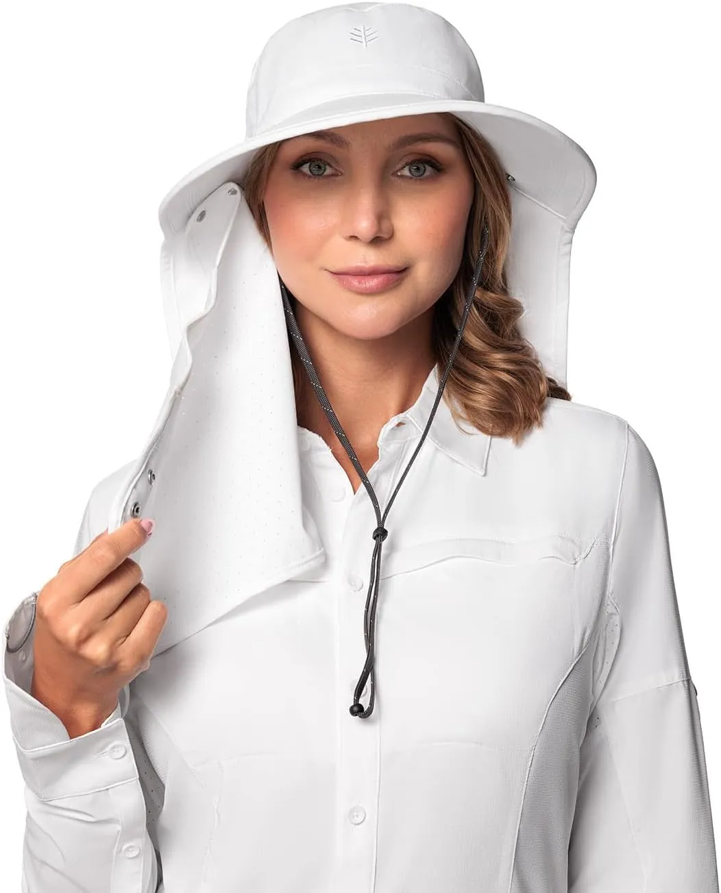Sun Hat with Fold-Away Neck Drape & Clip-On Face Mask- UPF50  Sun Protection - Ideal for Fishing - Stevie - Unisex (One Size)