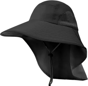 Sun Hat with Neck Flap, UPF 50  UV Protective Wide Brim Breathable Fishing Hiking Hats for Men Dad