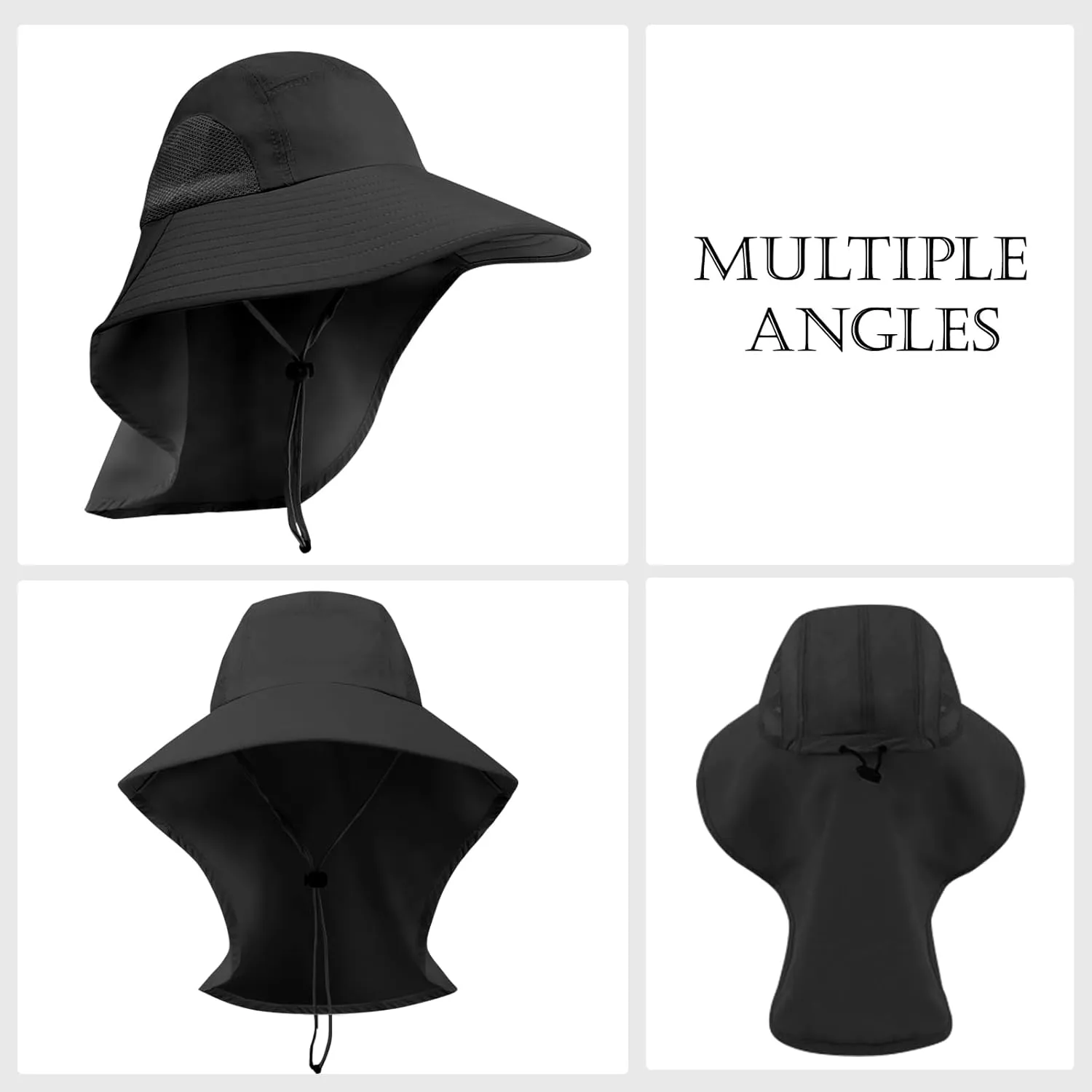 Sun Hat with Neck Flap, UPF 50  UV Protective Wide Brim Breathable Fishing Hiking Hats for Men Dad