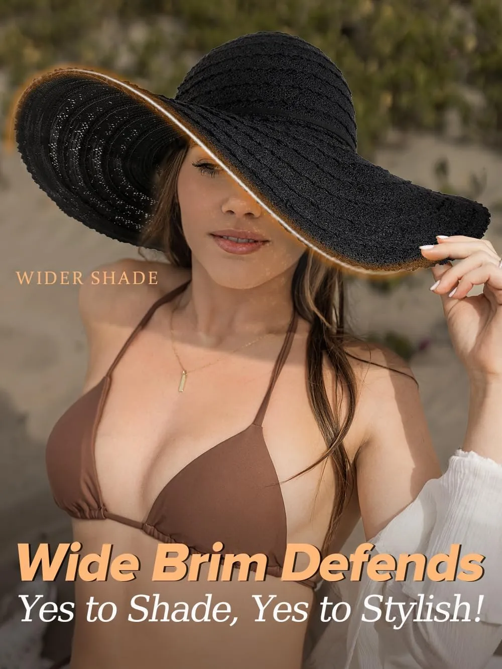 Sun Hat Womens, Beach Wide Brim Hats for Women, Summer Floppy Packable Lace Sun Beach Sunhat Women Foldable