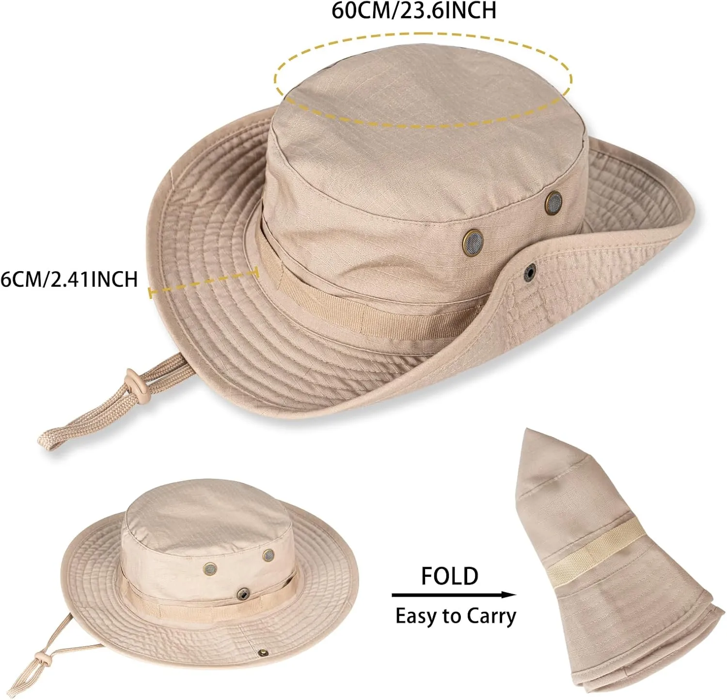 Sun Hats for Men Women Boonie Hat UPF 50  Bucket Hat Wide Brim UV Protection Fishing Hiking Safari Outdoor Hats