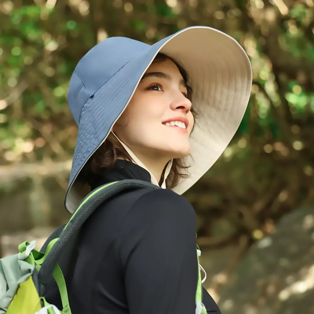 Sun Hats for Men Women UPF 50  Wide Brim Fishing Hat UV Protection Ponytail Beach Gardening Hat SLH3M430D