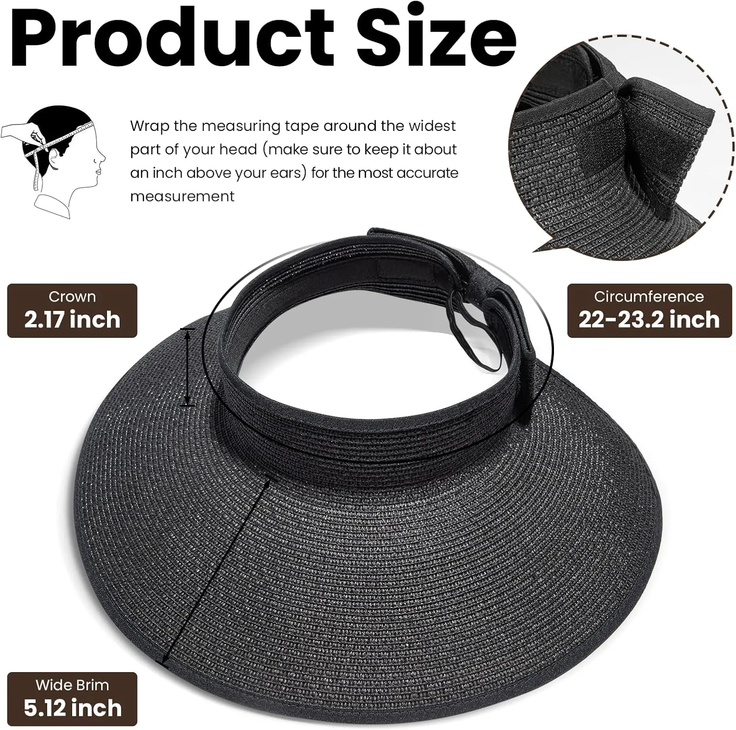 Sun Hats for Women Fashionable Womens Wide Brim Hat Roll-up Straw Sun Visor Hat