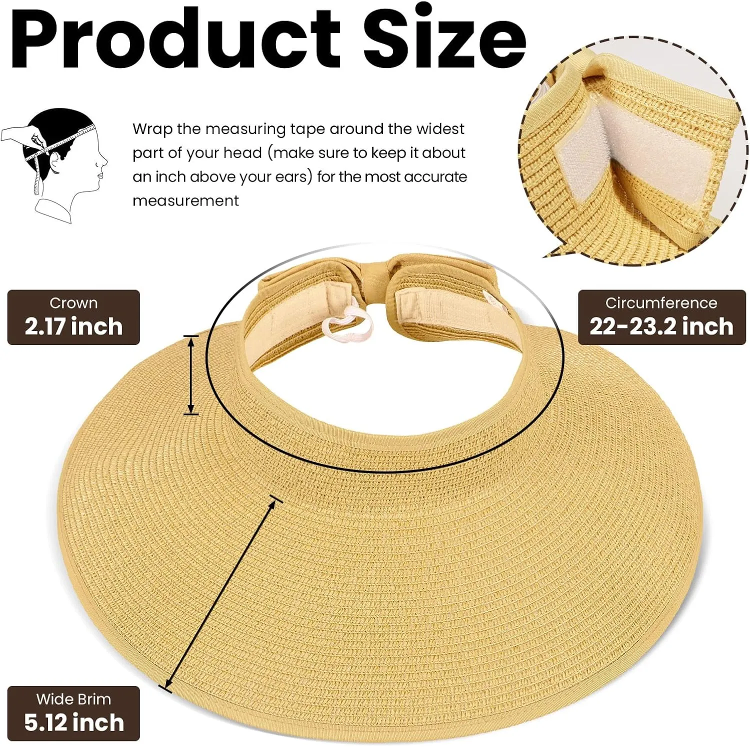 Sun Hats for Women Fashionable Womens Wide Brim Hat Roll-up Straw Sun Visor Hat