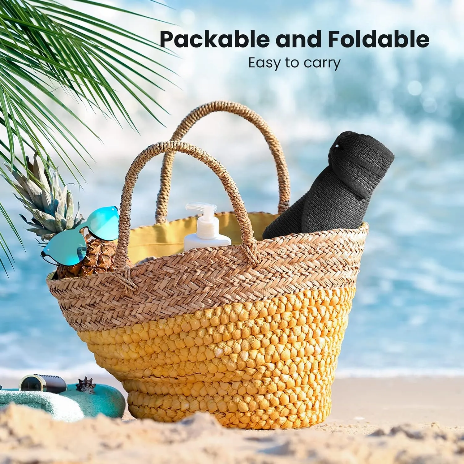 Sun Hats for Women Fashionable Womens Wide Brim Hat Roll-up Straw Sun Visor Hat