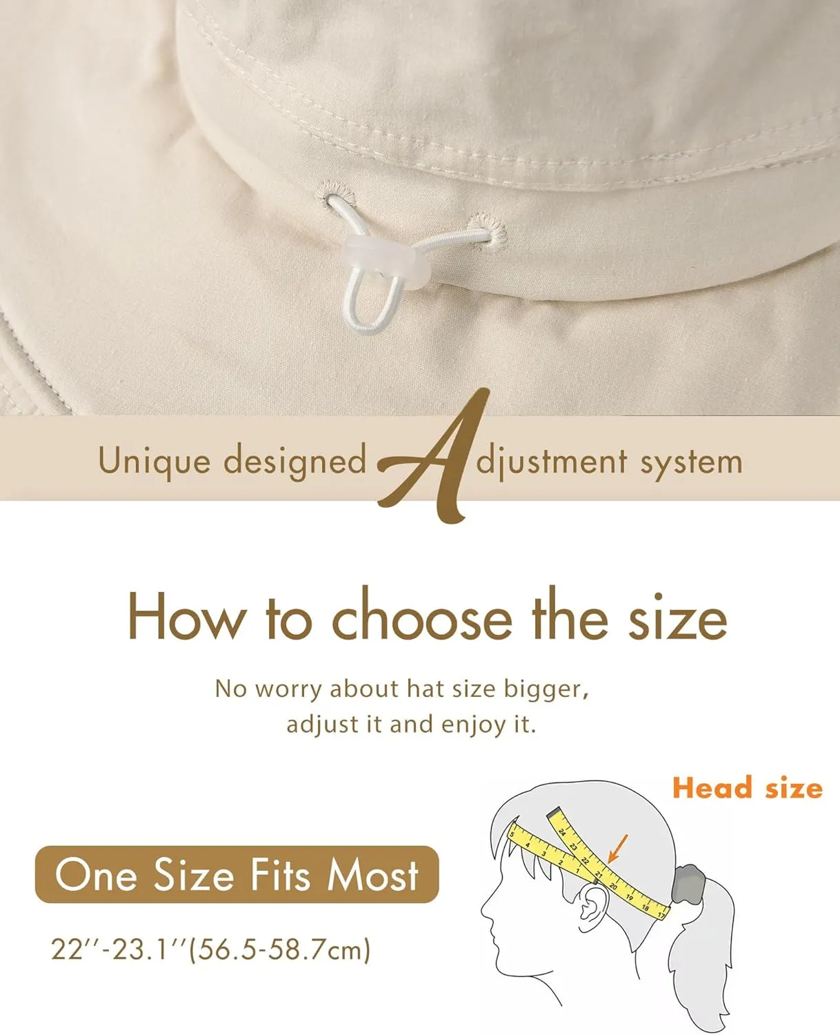 Sun Hats for Women Gardening Hat Wide Brim Ponytail Beach Sun Protection Breathable Cotton Summer Hat with Fold-Up Brim