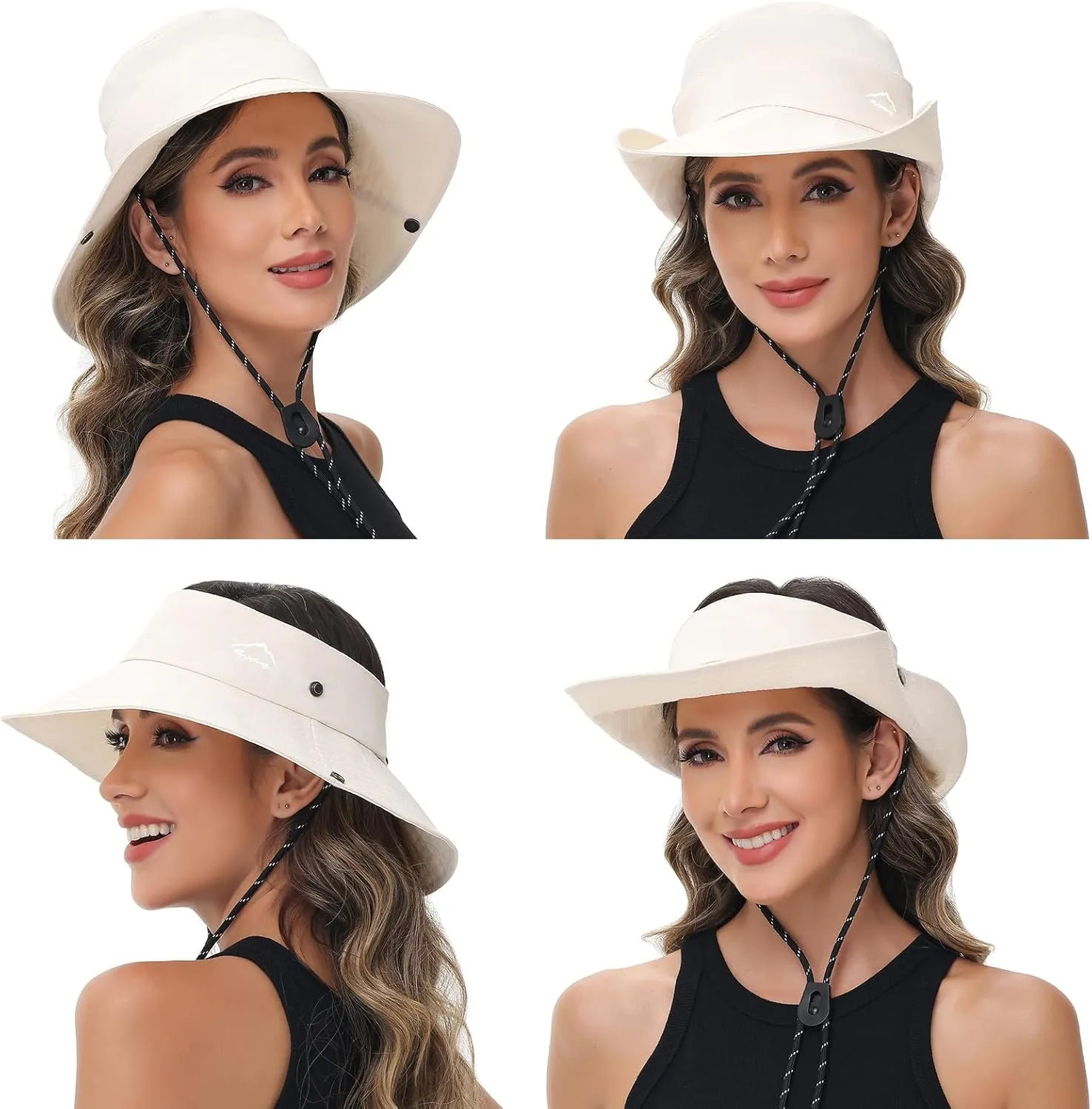 Sun Hats for Women UV Protection Fishing Hat Wide Brim Safari Hats 2 in 1 Zip-Off Sun Visor Hats UPF 50 