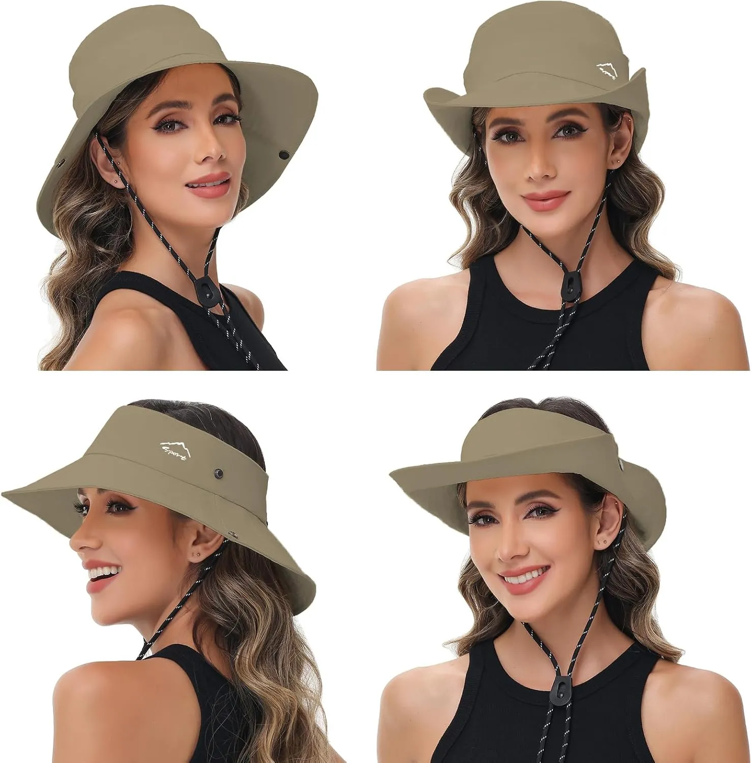 Sun Hats for Women UV Protection Fishing Hat Wide Brim Safari Hats 2 in 1 Zip-Off Sun Visor Hats UPF 50 