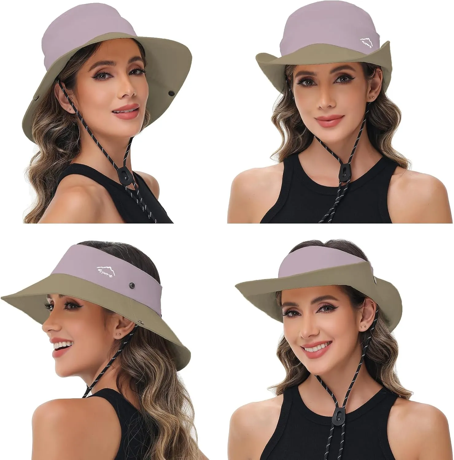 Sun Hats for Women UV Protection Fishing Hat Wide Brim Safari Hats 2 in 1 Zip-Off Sun Visor Hats UPF 50 