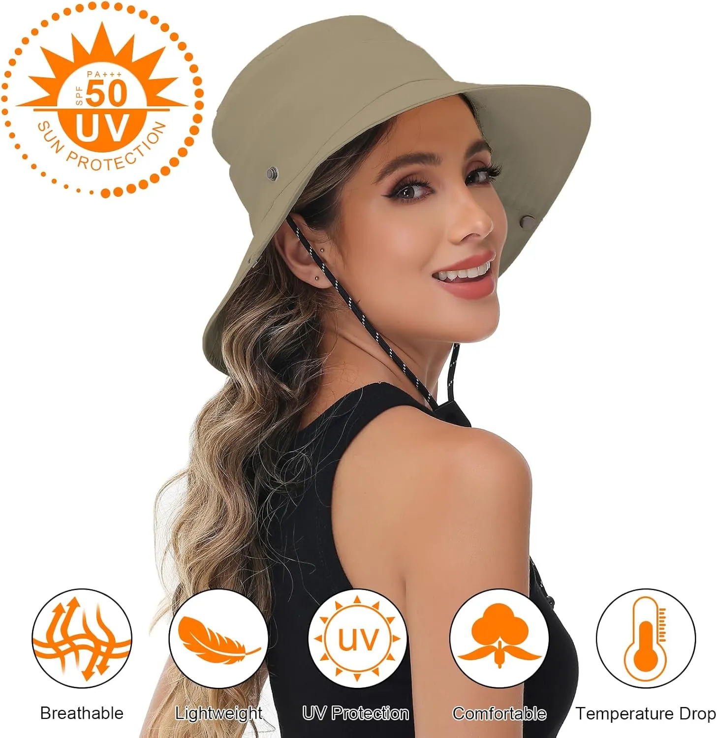 Sun Hats for Women UV Protection Fishing Hat Wide Brim Safari Hats 2 in 1 Zip-Off Sun Visor Hats UPF 50 