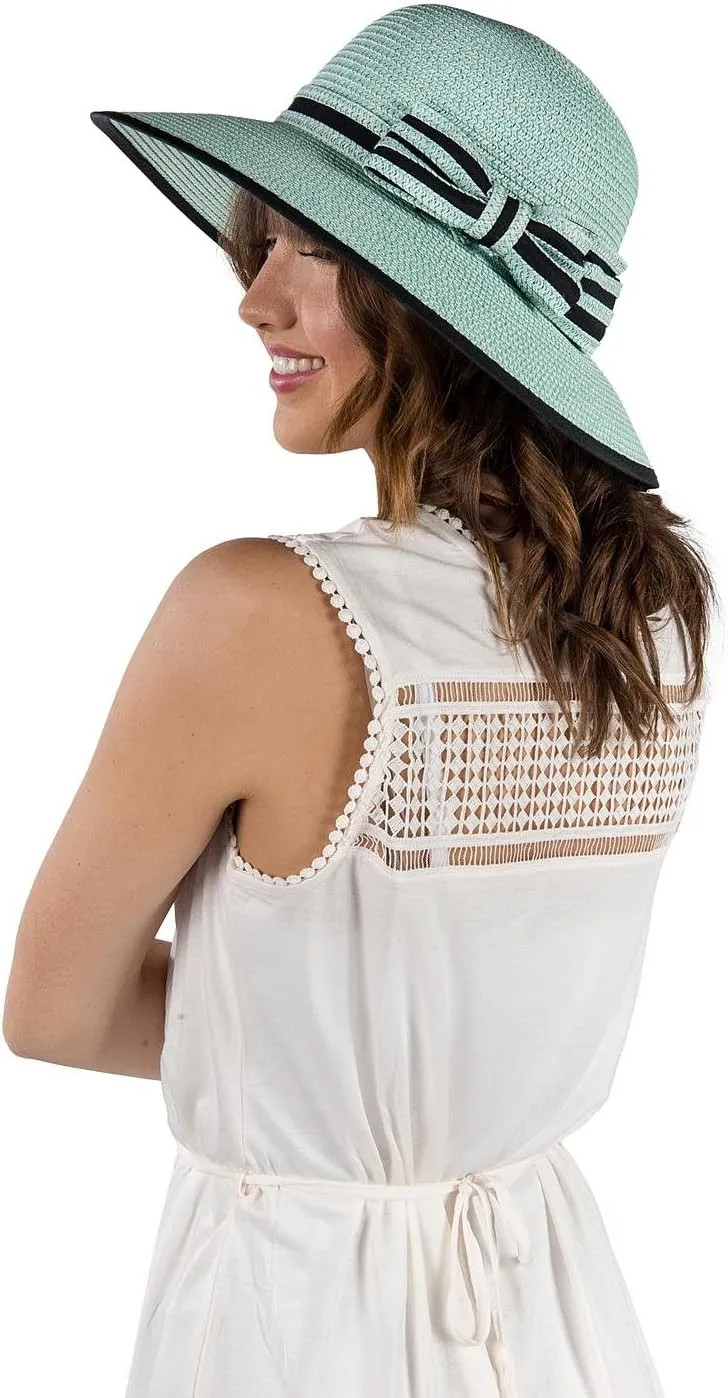 Sun Straw Beach Summer Hats for Women Wide Brim Fedora Panama Packable Hat for Travel
