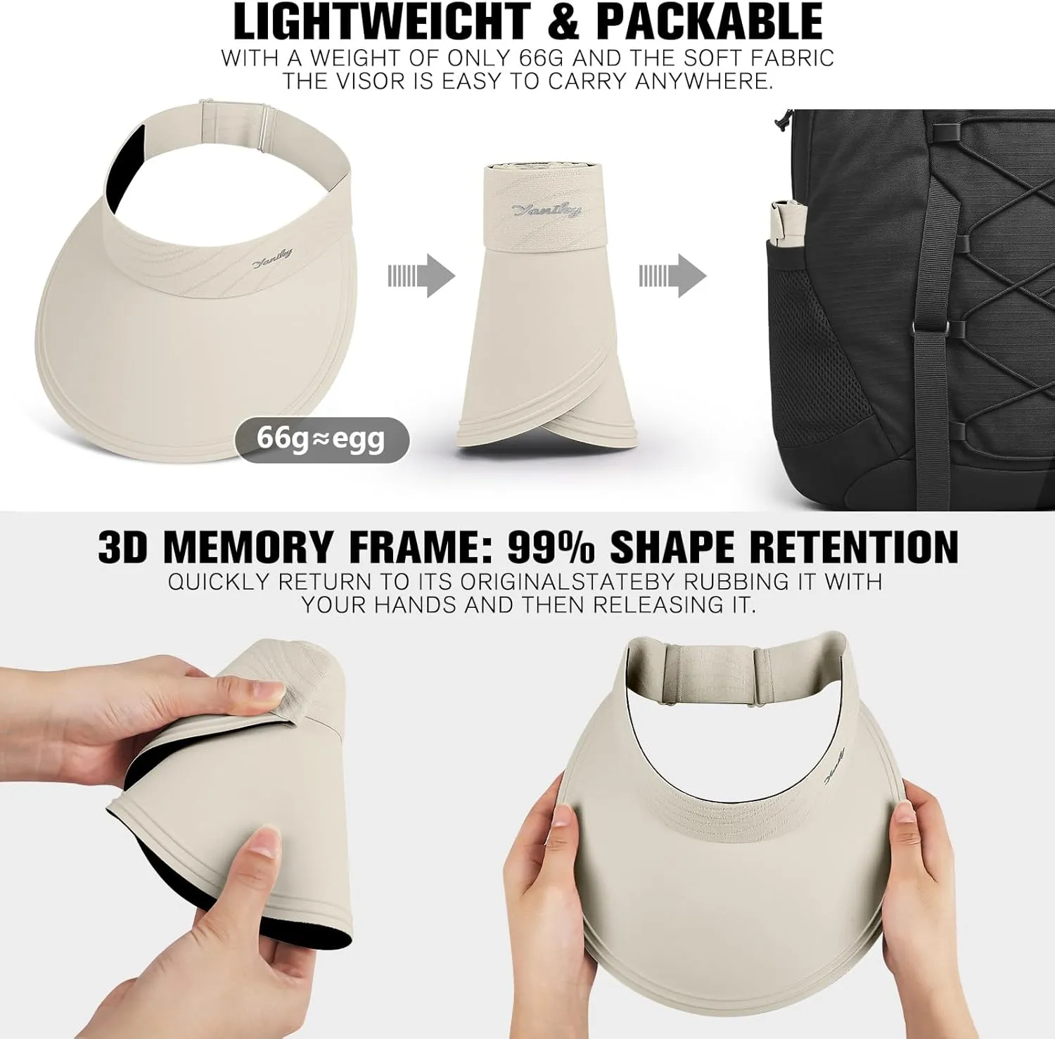 Sun Visor for Women Wide Brim Summer UPF50  UV Protection Seamless Sun Hats Foldable Beach Cap