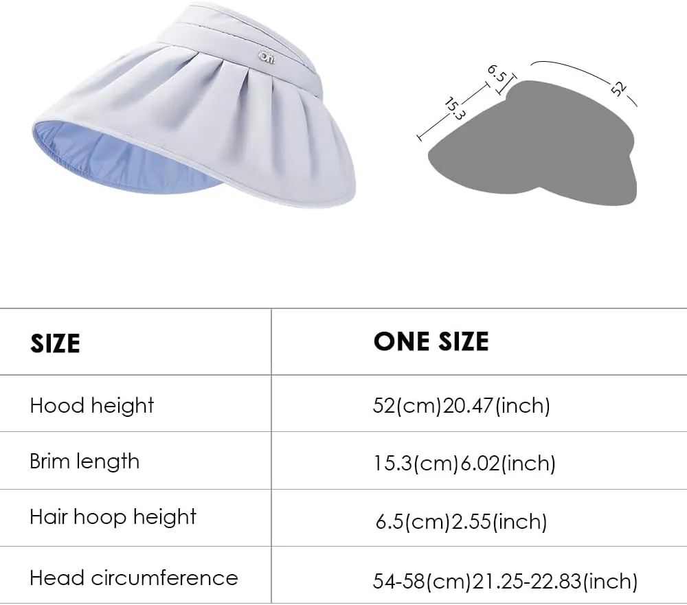 Sun Visor Hat for Women Wide Brim Foldable UPF 50  Roll Up Packable Ponytail Shell Hats