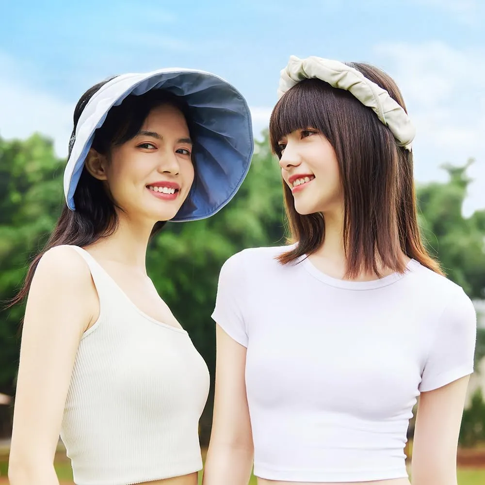 Sun Visor Hat for Women Wide Brim Foldable UPF 50  Roll Up Packable Ponytail Shell Hats