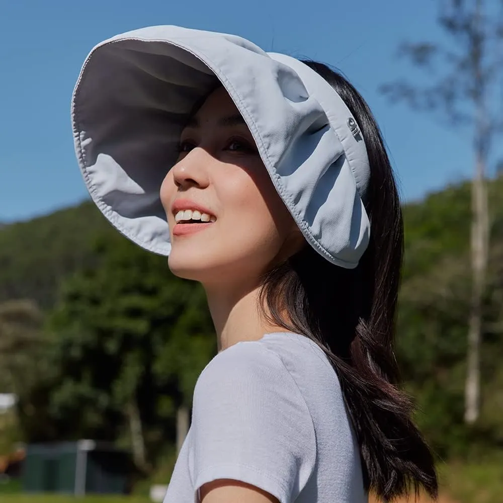 Sun Visor Hat for Women Wide Brim Foldable UPF 50  Roll Up Packable Ponytail Shell Hats
