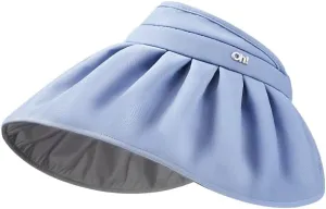 Sun Visor Hat for Women Wide Brim Foldable UPF 50  Roll Up Packable Ponytail Shell Hats