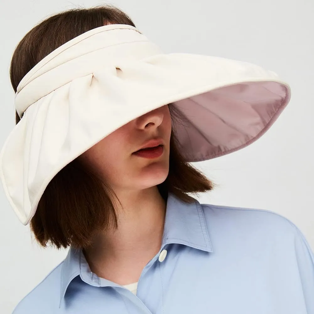 Sun Visor Hat for Women Wide Brim Foldable UPF 50  UV Protection Beach Cap Roll Up Packable Ponytail Shell Hats SLH3M433