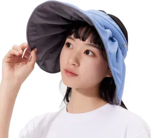 Sun Visor Hat for Women Wide Brim Foldable UPF 50  UV Protection Beach Cap Roll Up Packable Ponytail Shell Hats SLH3M433