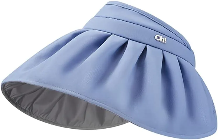 Sun Visor Hat for Women Wide Brim Foldable UPF 50  UV Protection Beach Cap Roll Up Packable Ponytail Shell Hats SLH3M433