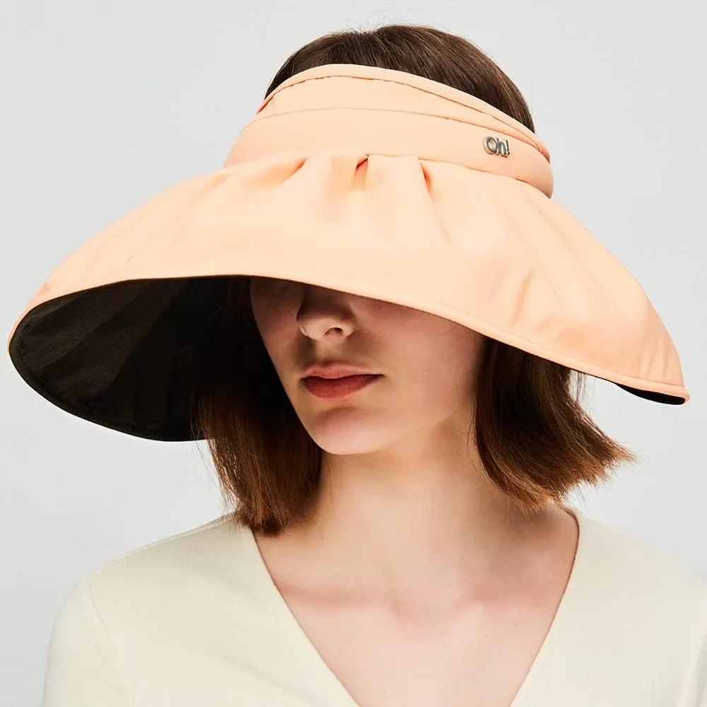Sun Visor Hat for Women Wide Brim Foldable UPF 50  UV Protection Beach Cap Roll Up Packable Ponytail Shell Hats SLH3M433