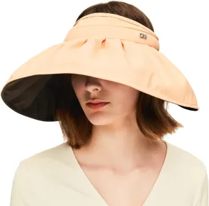 Sun Visor Hat for Women Wide Brim Foldable UPF 50  UV Protection Beach Cap Roll Up Packable Ponytail Shell Hats SLH3M433