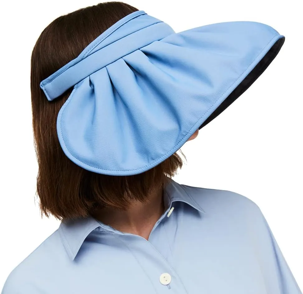 Sun Visor Hat for Women Wide Brim Foldable UPF 50  UV Protection Beach Cap Roll Up Packable Ponytail Shell Hats SLH3M433