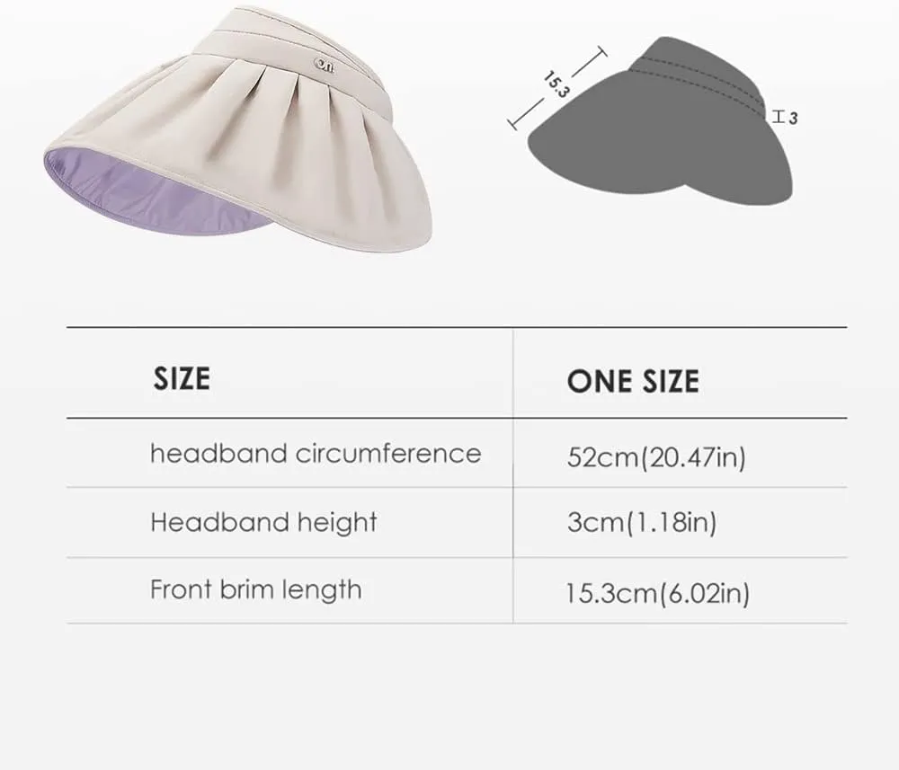 Sun Visor Hat for Women Wide Brim Foldable UPF 50  UV Protection Beach Cap Roll Up Packable Ponytail Shell Hats SLH3M433