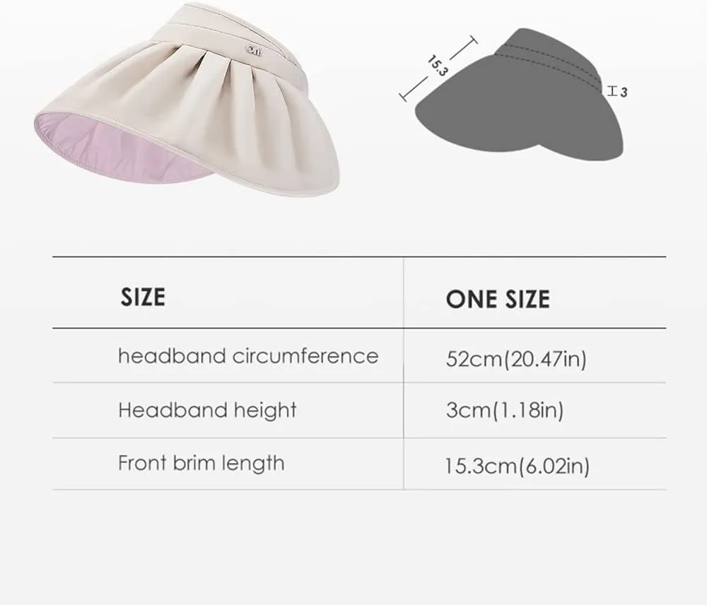 Sun Visor Hat for Women Wide Brim Foldable UPF 50  UV Protection Beach Cap Roll Up Packable Ponytail Shell Hats SLH3M433