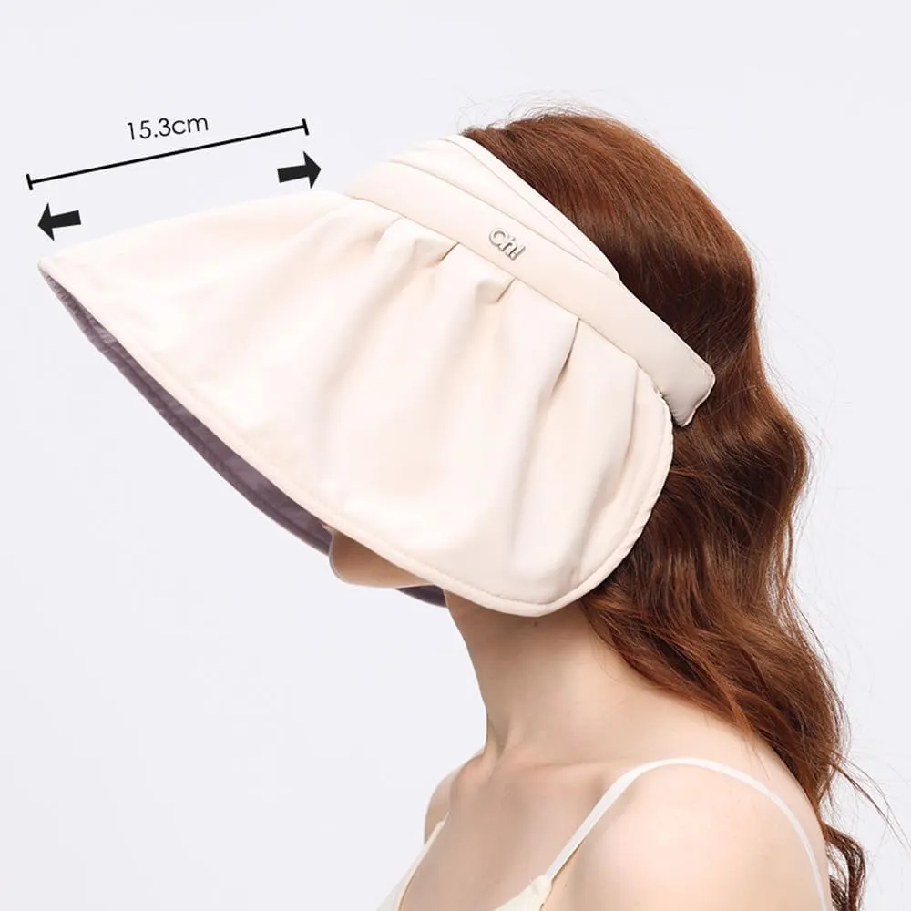 Sun Visor Hat for Women Wide Brim Foldable UPF 50  UV Protection Beach Cap Roll Up Packable Ponytail Shell Hats SLH3M433