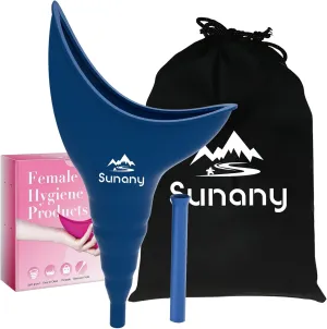 Sunany Female Urinal, Female Urinal with Silicone Funnel, Portable for Standing Female, Reusable Urinal for Female Toilet, for Outdoor, Activities, Camping, Travel