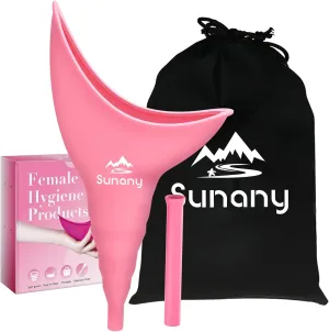 Sunany Female Urinal, Female Urinal with Silicone Funnel, Portable for Standing Female, Reusable Urinal for Female Toilet, for Outdoor, Activities, Camping, Travel