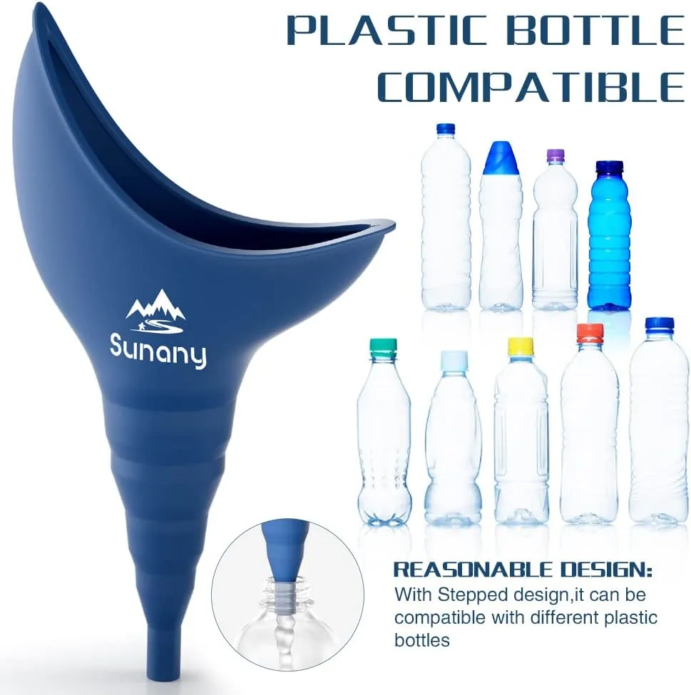 Sunany Female Urinal, Female Urinal with Silicone Funnel, Portable for Standing Female, Reusable Urinal for Female Toilet, for Outdoor, Activities, Camping, Travel